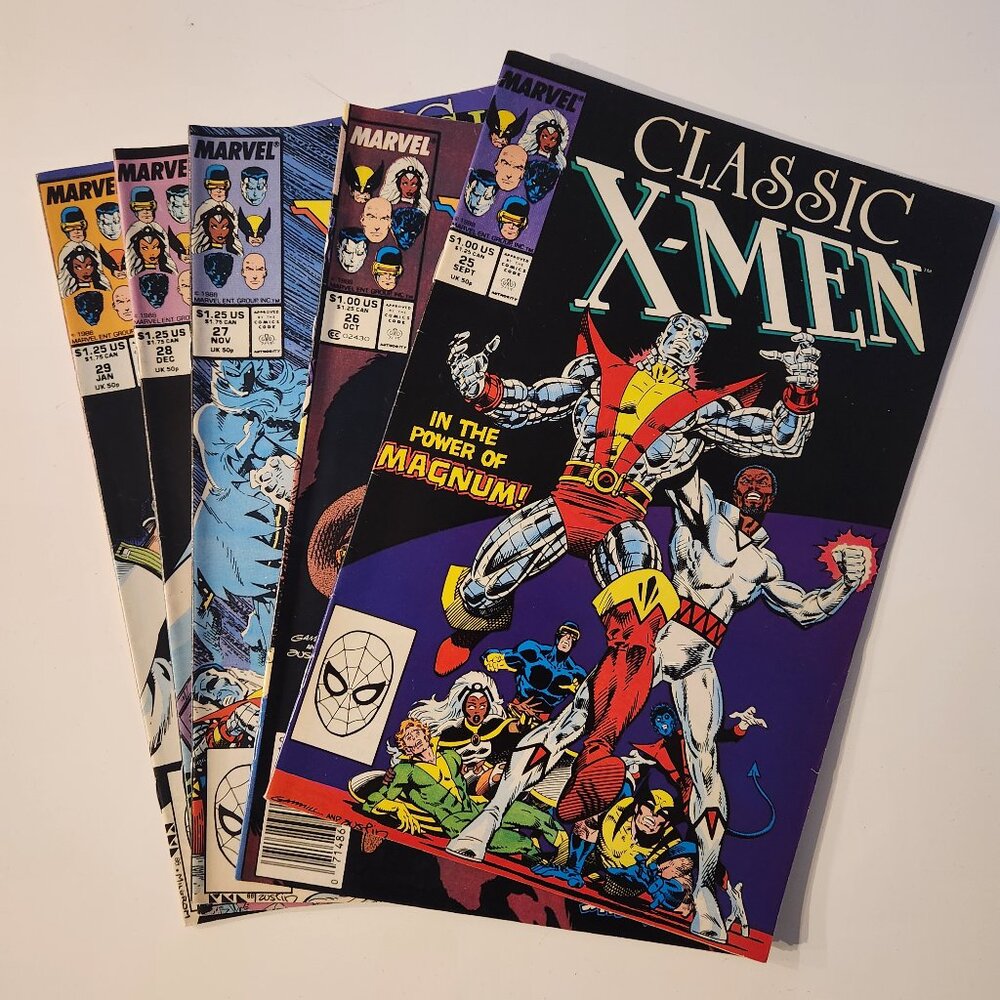 Lot of 5 Classic X-Men Comic Books 25 26 27 28 29 Marvel 1988 1989 Comics Run